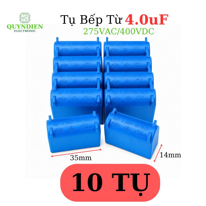 Tụ Bếp Từ 4uF 275VAC 400VDC Màu Xanh Loại Đứng