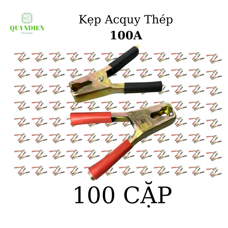 Kẹp ắc quy Acquy 100A Thép Không rỉ (Đỏ + Đen), 93mm, Lò Xo Cực Kì Khỏe.