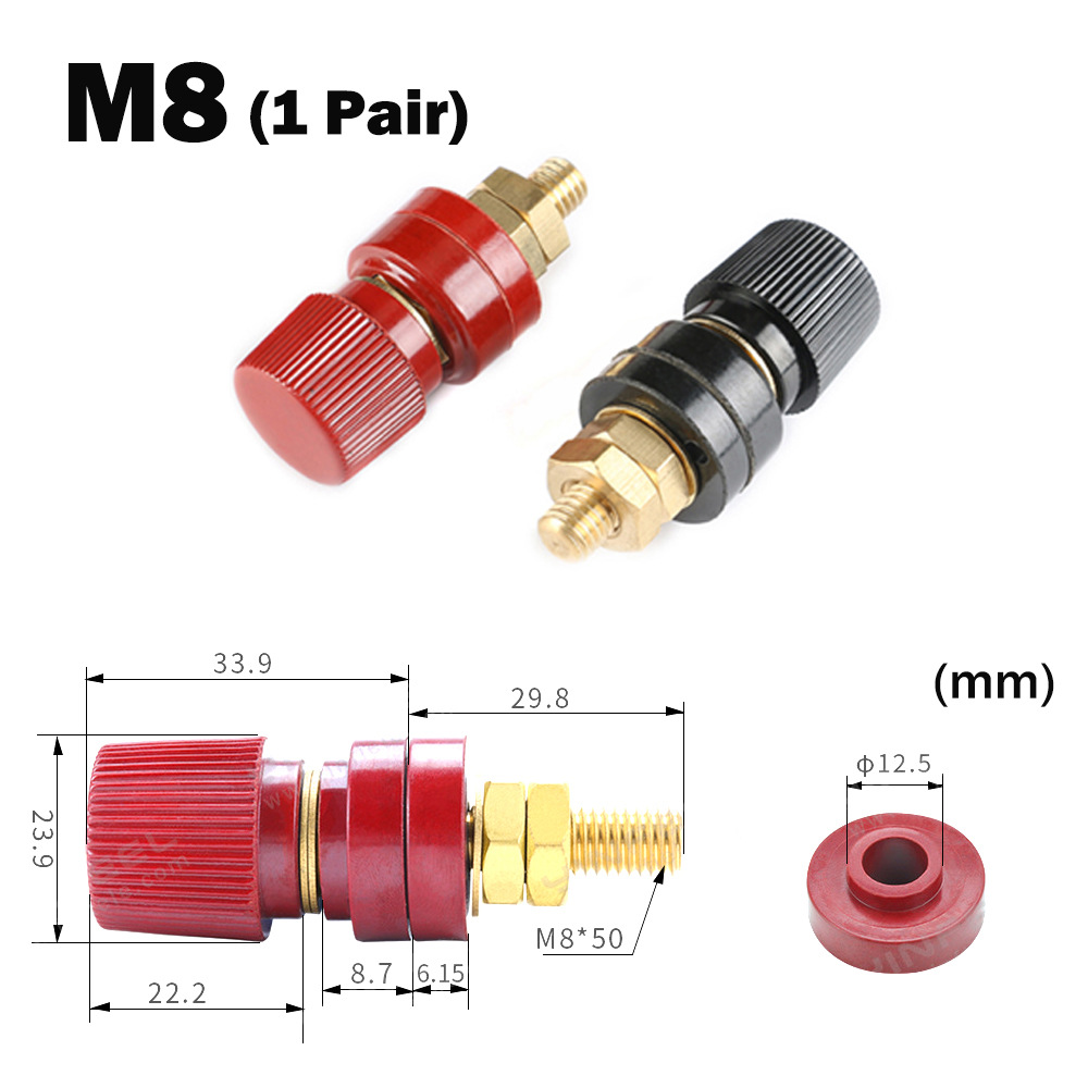 Cặp Jack loa JS555 Cọc Đồng NẮP NHỰA Đỏ Đen trục 8mm