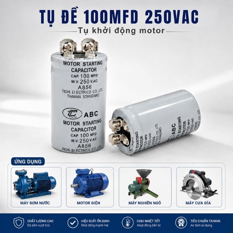 Tụ Đề Khởi Động Tinh Chi 100uF 250VAC