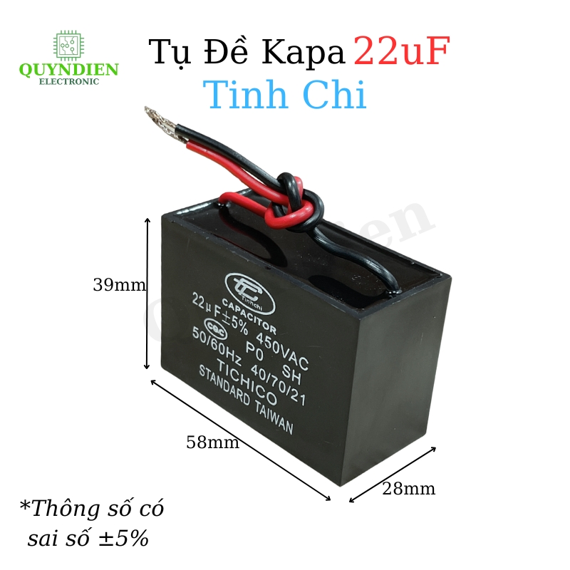 Tụ Đề Kapa 22uF ±5% 450VAC Tinh Chi
