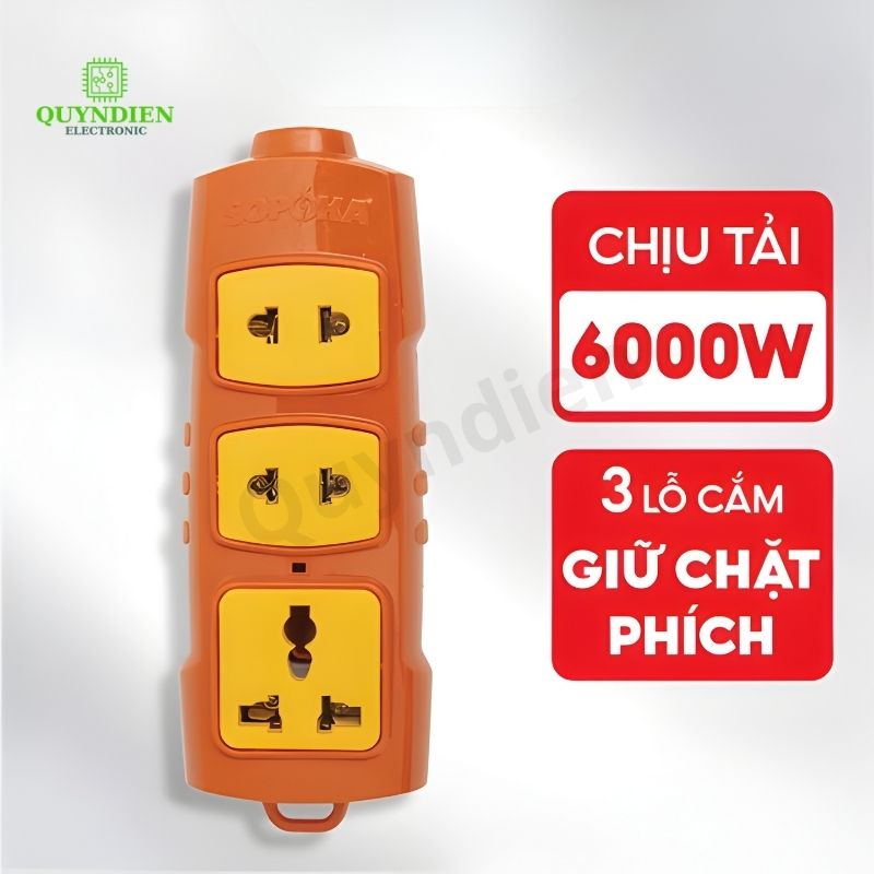 K10 - Ổ Cắm Siêu Tải 3 Lỗ Thẳng 6000W - VAT - ( VT0468 ) Ổ cắm siêu chịu tải P6000W
