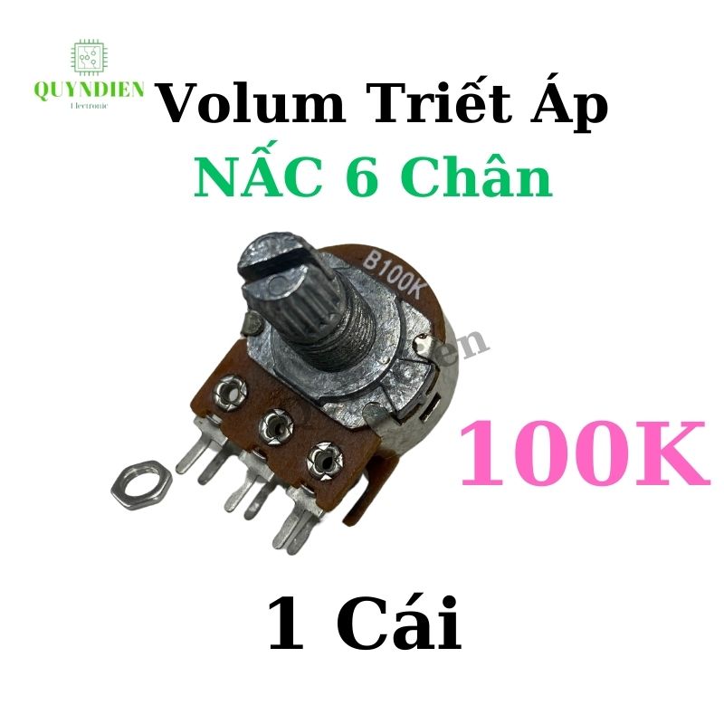 Biến trở Volum Nấc - khía, triết áp Đôi 6 Chân B100K