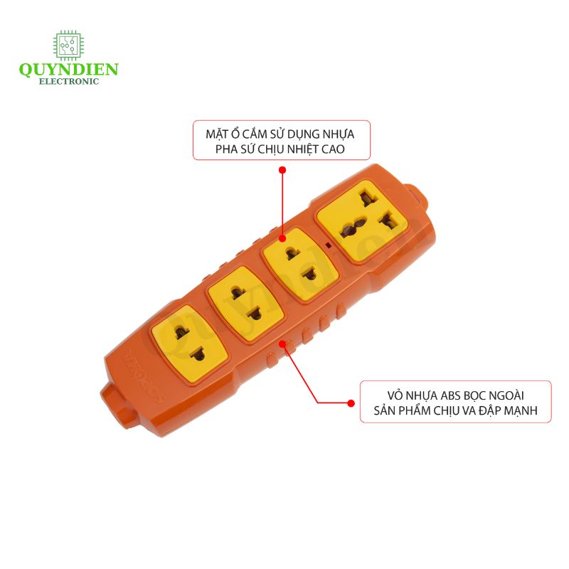 Ổ Cắm Siêu Tải 4 Lỗ Thẳng 3000W (Dây Dài 10 Mét)