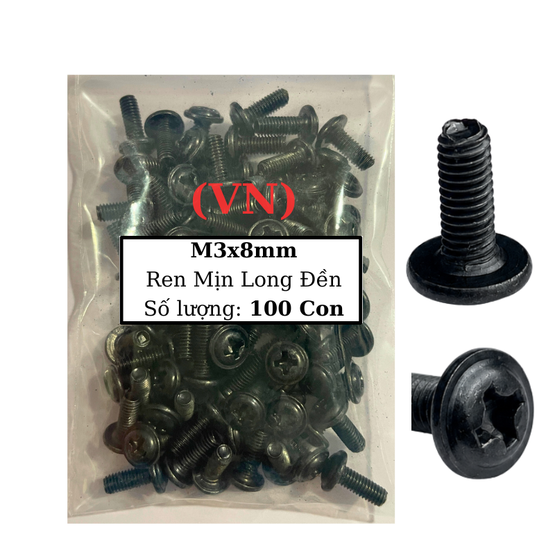Ốc vít ren mịn M3 đầu long đền 3x8mm VN