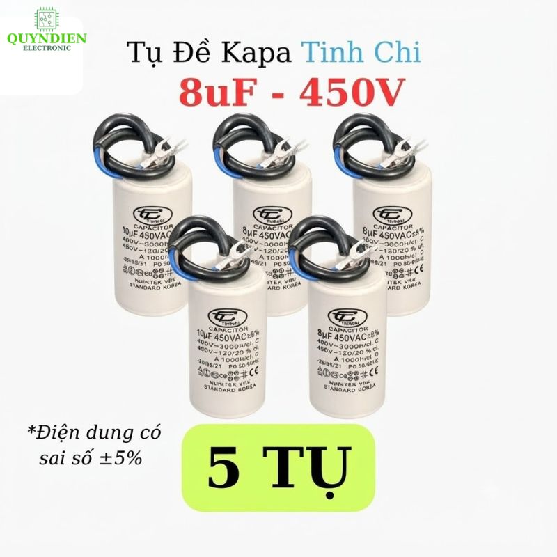 Tụ Đề Máy Bơm Nước 8uF 450VAC Tinh Chi