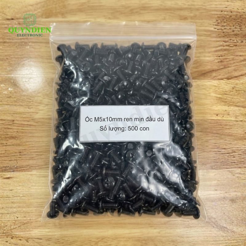 Ốc Vít Đầu Dù Ren Mịn M5=5x10mm Màu Đen