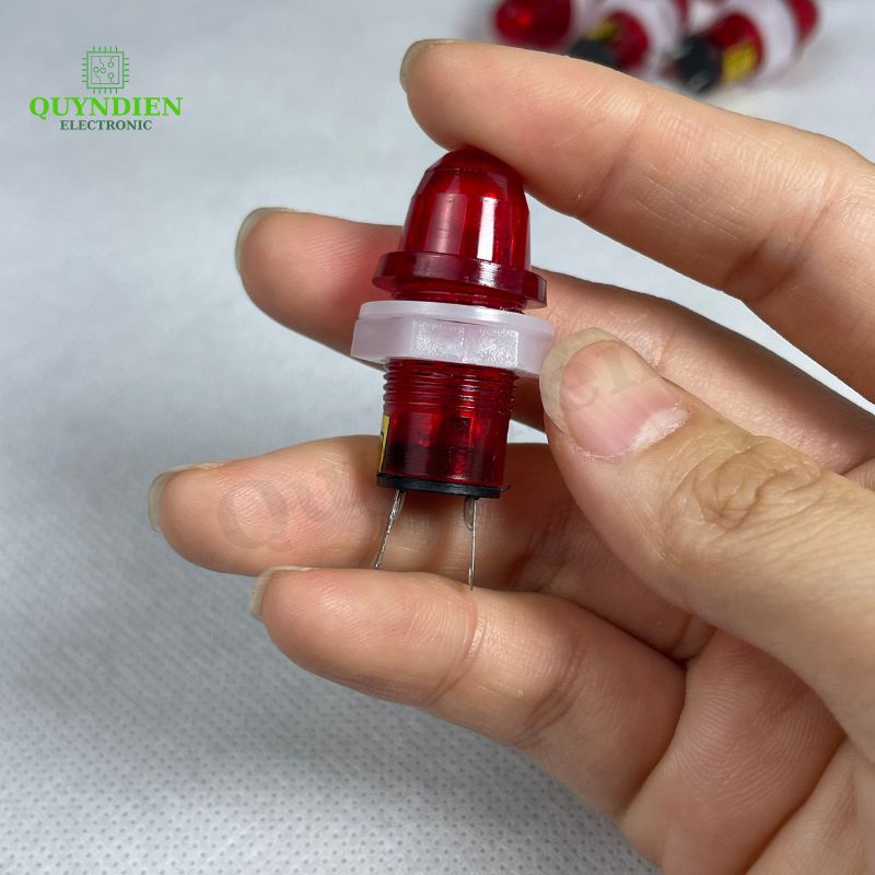 Bóng đèn báo pha 2 chân 220v màu đỏ 10mm