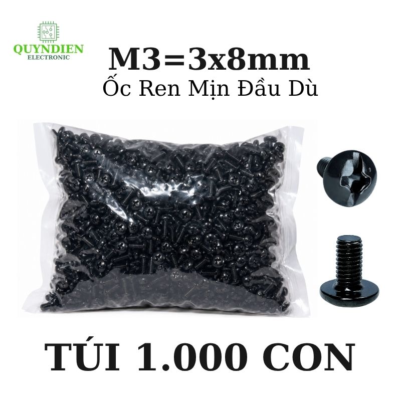 Ốc Vít Ren Mịn Đầu Dù M3x8mm