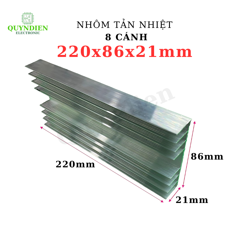 Nhôm Tản Nhiệt 8 Cánh 220x86x21mm Nhôm Ampli