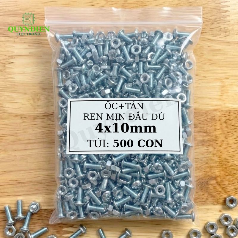 Ốc Vít M4x10mm Ren Mịn Đầu Dù Kèm Tán