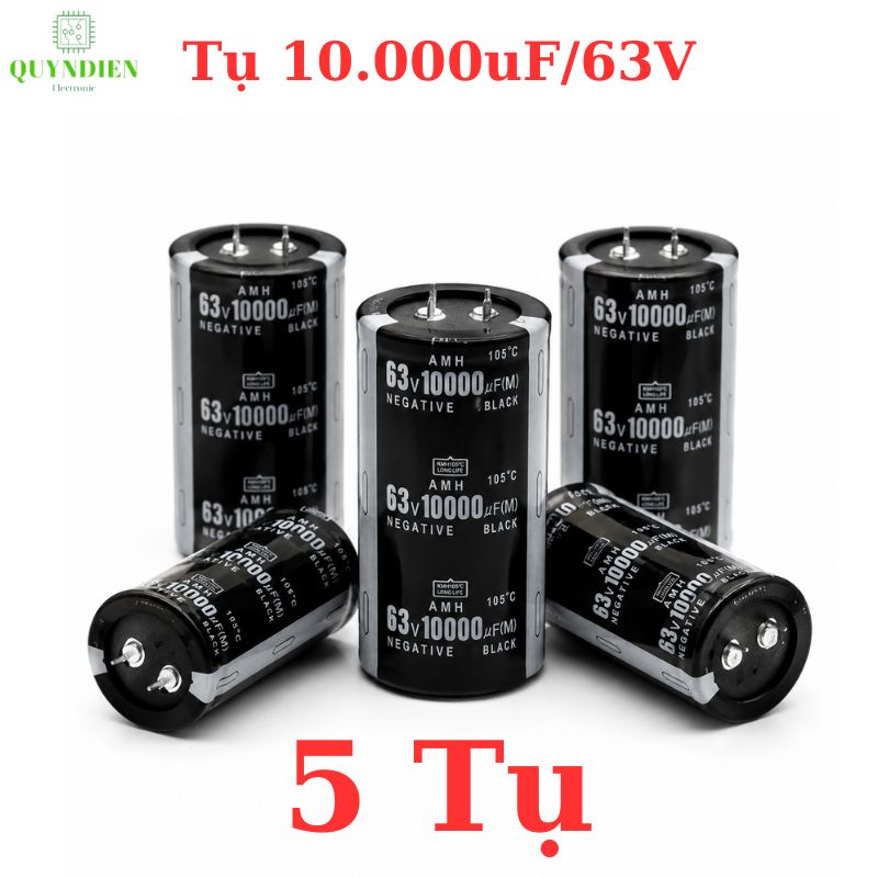 Tụ hóa lọc nguồn 10.000uf - 63v màu đen dùng trong thiết bị âm thanh, nguồn xung, và các mạch điện công suất lớn