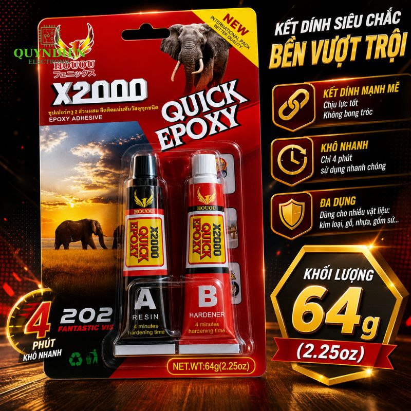Keo AB Thái Lan X2000 Quick Epoxy - 1 Vĩ