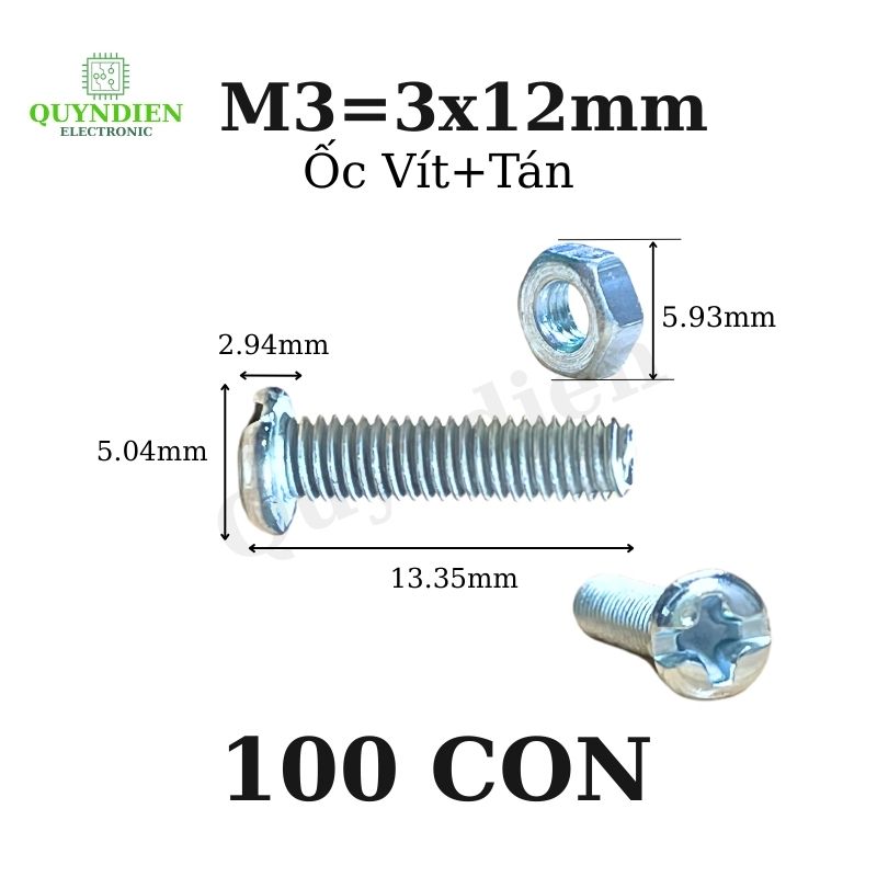 Ốc vít tán M3 3ly dài 1.2cm ( túi 90g) khoảng 90 - 100 con