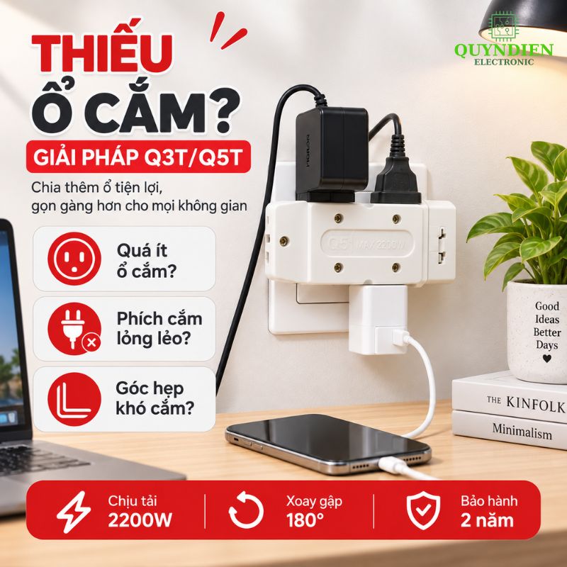 Ổ Cắm Gấp Gọn Chia 5 Cửa Thông Minh SOPOKA