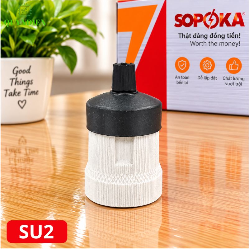 Đuôi Đèn Sứ Ren Vặn Xoáy E27 Chịu Nhiệt Cao SOPOKA