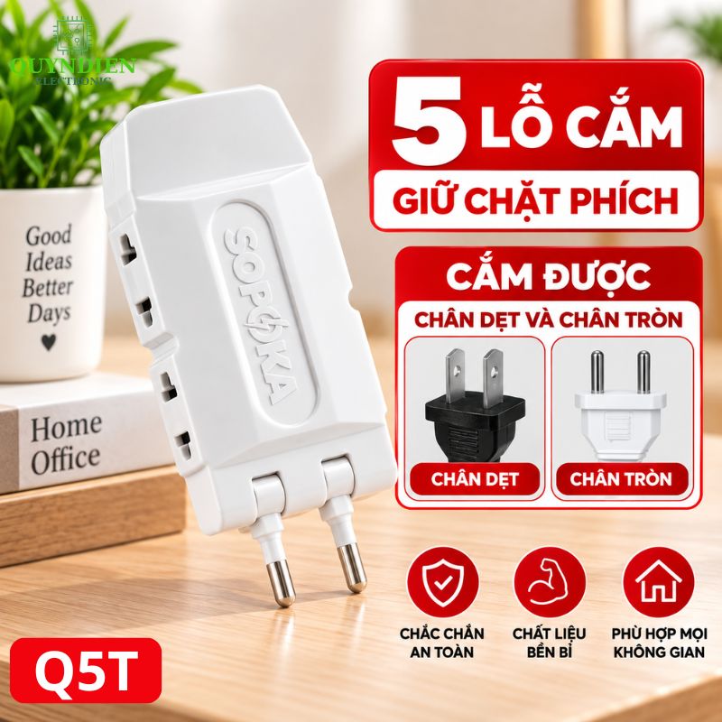 Ổ Cắm Gấp Gọn Chia 5 Cửa Thông Minh SOPOKA