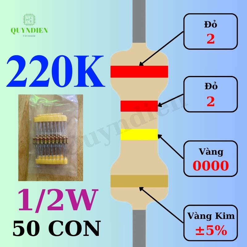 Điện trở Đài Loan 1/2W - 220K
