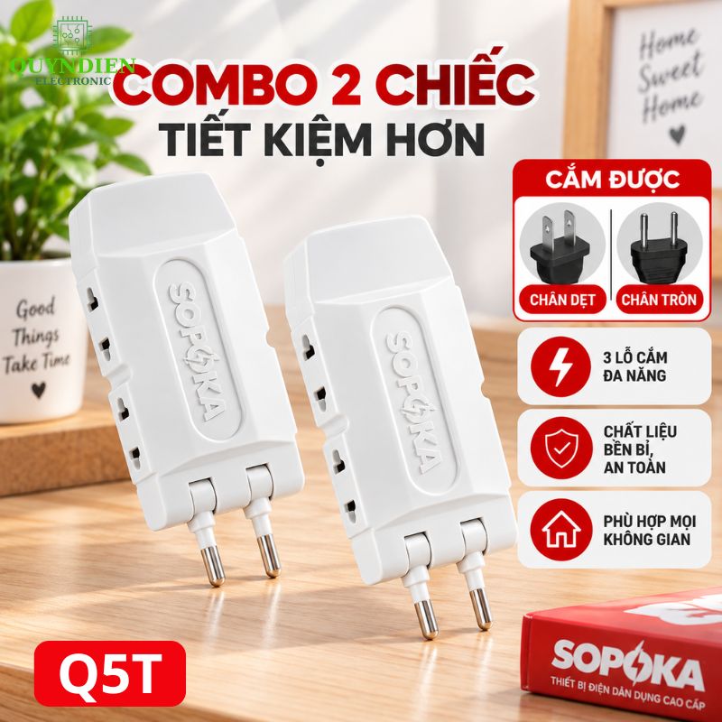 Ổ Cắm Gấp Gọn Chia 5 Cửa Thông Minh SOPOKA