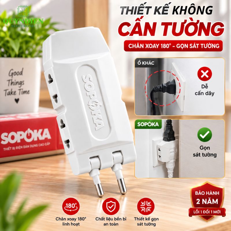Ổ Cắm Gấp Gọn Chia 5 Cửa Thông Minh SOPOKA