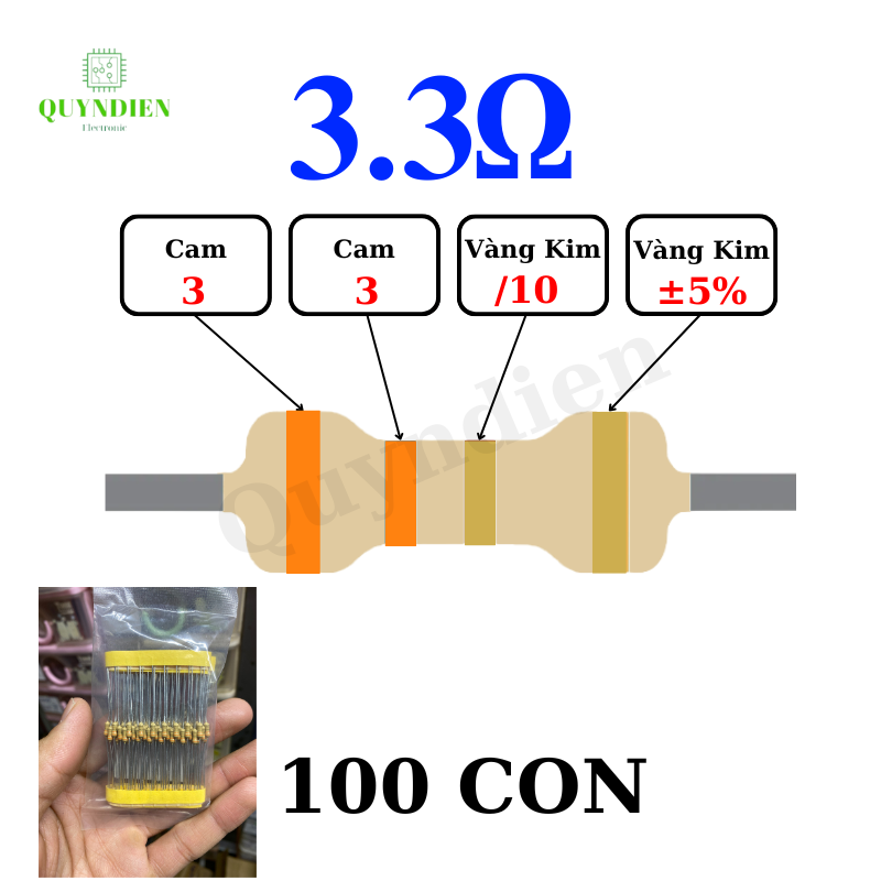 Điện trở Đài Loan 1/4W - 3.3R