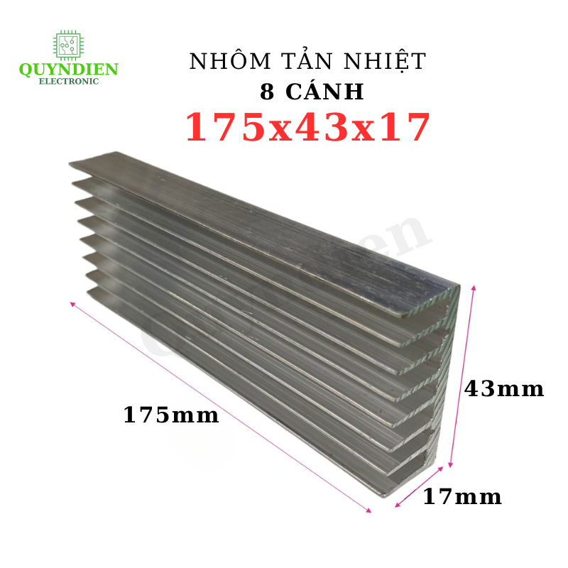 Nhôm tản nhiệt 175x43x17mm 8 cánh