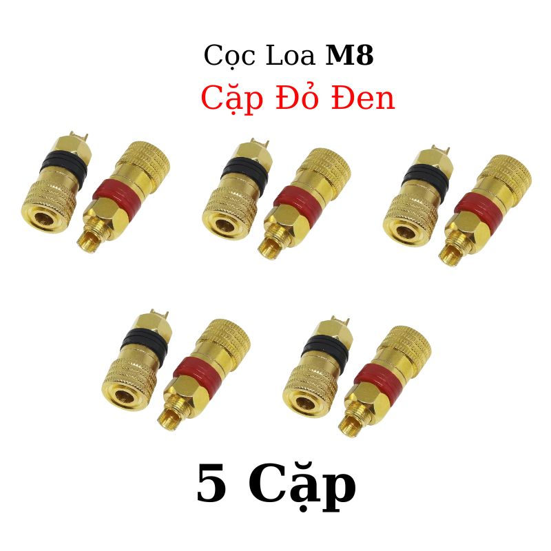 Jack Loa M8 8mm 200A Cốt Đồng (Đỏ + Đen), Cọc Đồng M8 Lắp Bình PIN Acquy