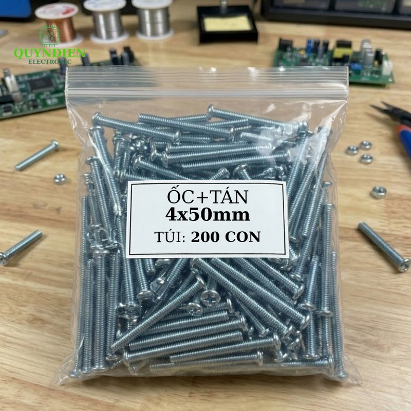 Ốc Vít M4x50mm Có Kèm Tán - Túi 100 Con