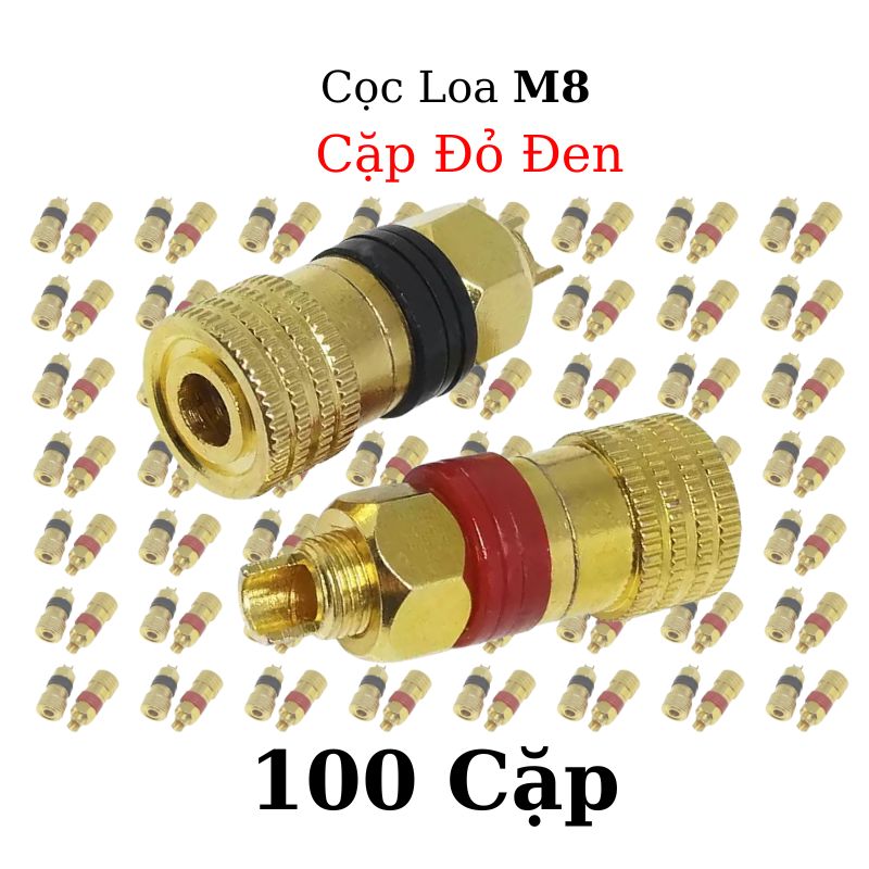 Jack Loa M8 8mm 200A Cốt Đồng (Đỏ + Đen), Cọc Đồng M8 Lắp Bình PIN Acquy