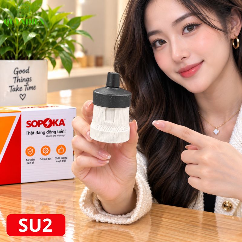 Đuôi Đèn Sứ Ren Vặn Xoáy E27 Chịu Nhiệt Cao SOPOKA