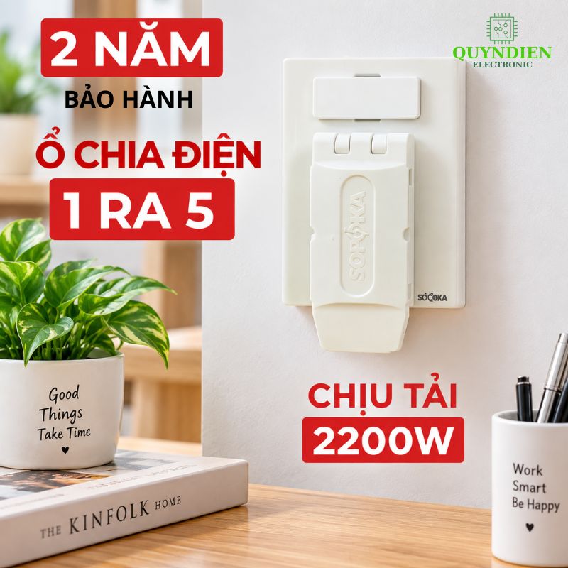 Ổ Cắm Gấp Gọn Chia 5 Cửa Thông Minh SOPOKA