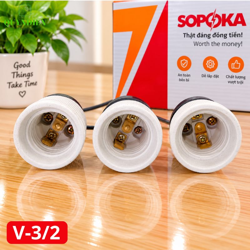 Đuôi Đèn Sứ Ren Vặn Xoáy E27 Chịu Nhiệt Cao SOPOKA