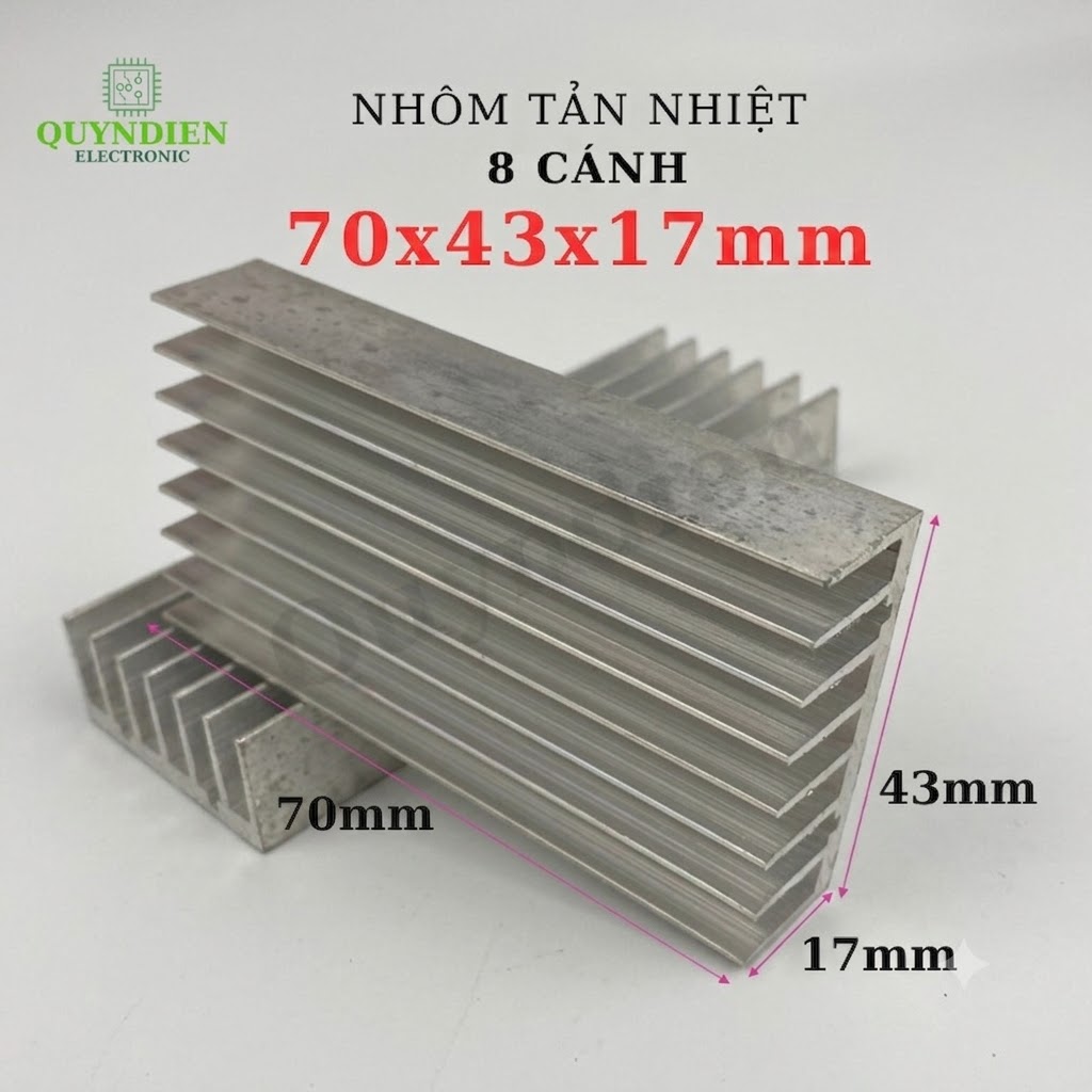 Nhôm Tản Nhiệt 8 Cánh Nhỏ 70x43x17mm
