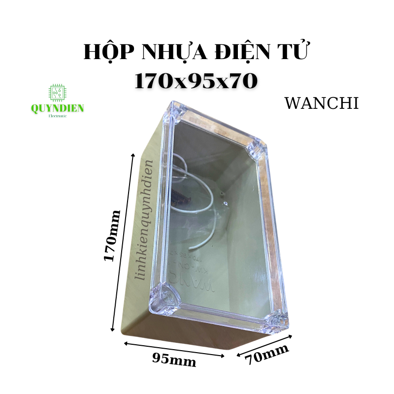 Hộp Nhựa Điện Tử 170x95x70mm – Màu Trắng, Nắp Trong Suốt WANCHI