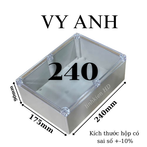 Hộp Nhựa Vy Anh 240x175x90mm Màu Trắng Nắp Trong