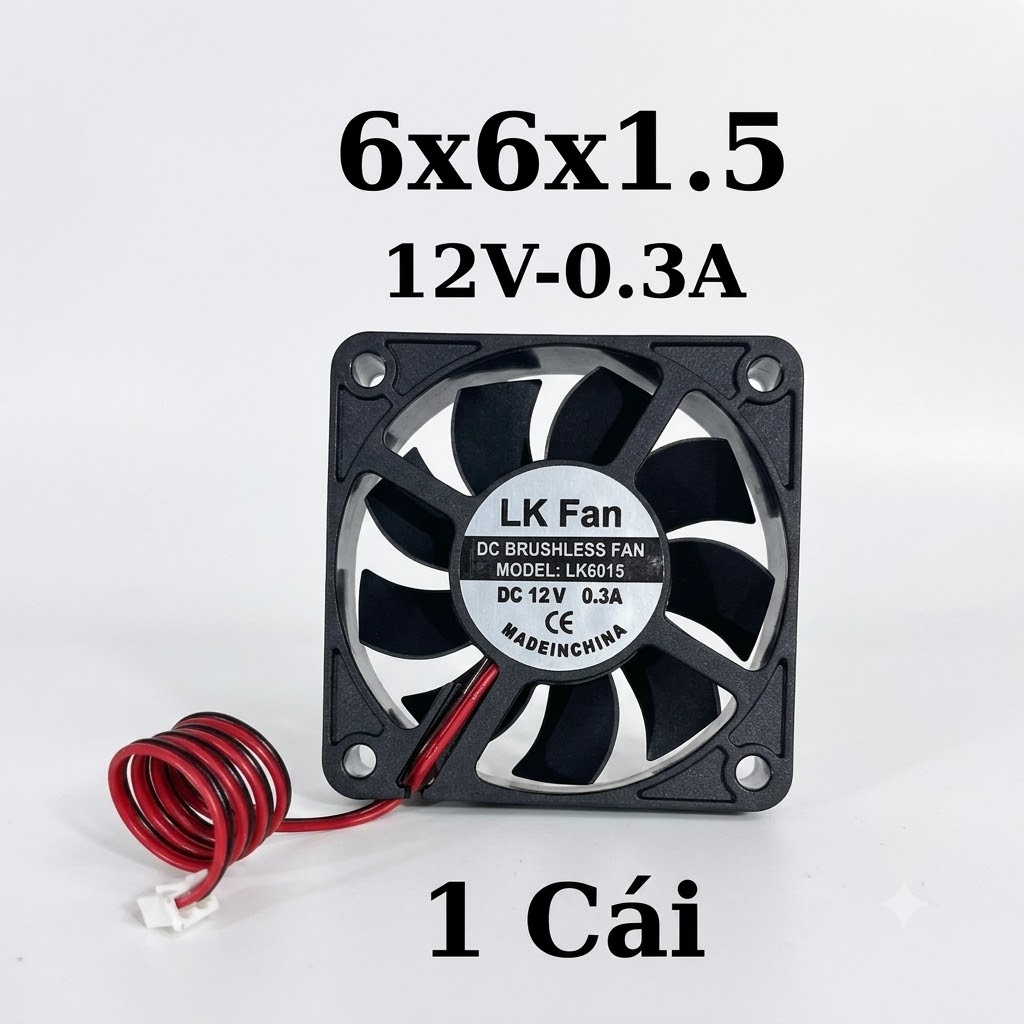 Quạt Tản Nhiệt 6x6x1.5cm 12V/0.3A dùng tản nhiệt cho máy hàn, CNC