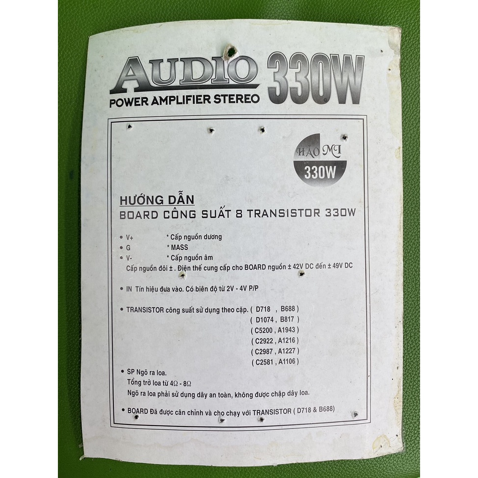 BOARD KHUẾCH ĐẠI CÔNG SUẤT 8 SÒ 330W HẢO MY(CẶP)