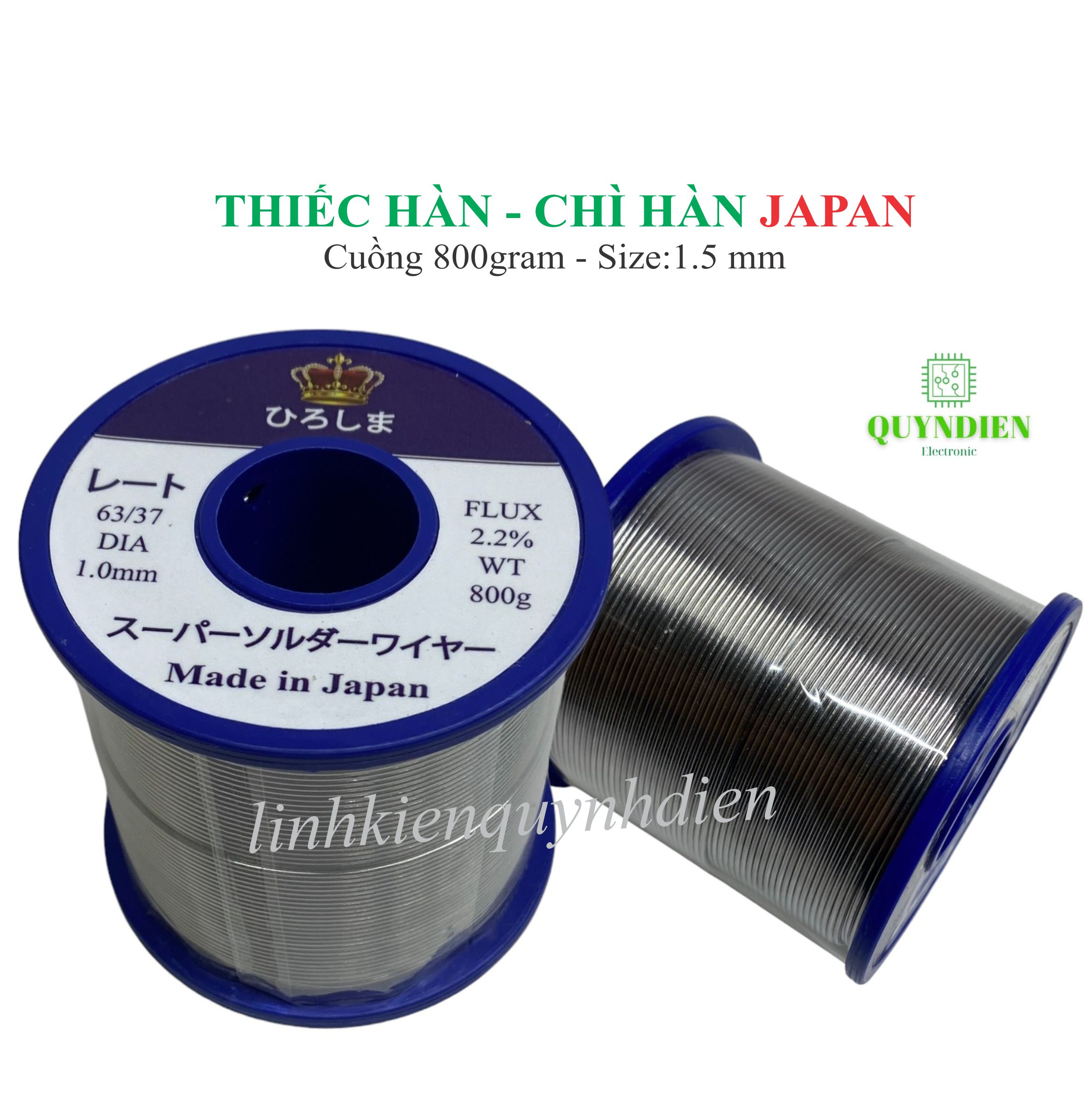 Chì hàn Thiếc hàn Japan Nhật Bản - Hirosima nhẹ lửa Size 1.0m Cuồn 800g (cả lô nhựa)