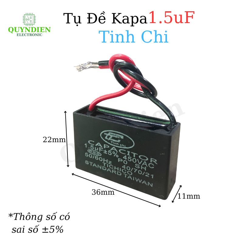 Tụ Đề Kapa 1.5uF ±5% 450VAC Tinh Chi
