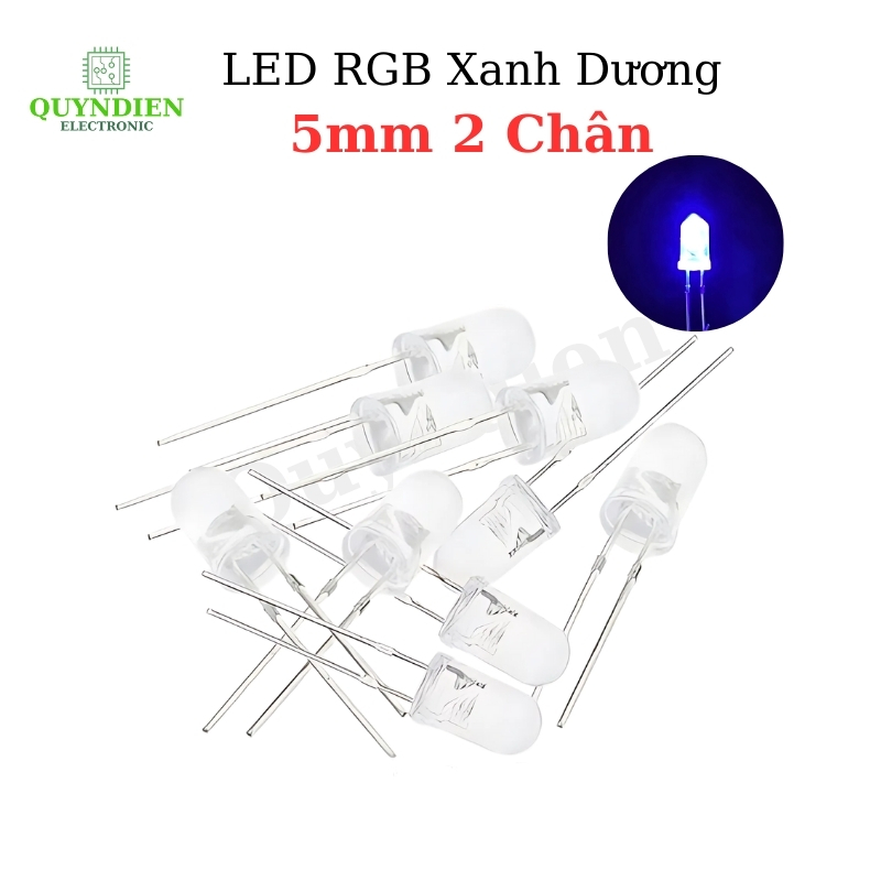 Đèn LED RGB Xanh Dương 5mm 2 Chân Siêu Sáng - 10 Bóng