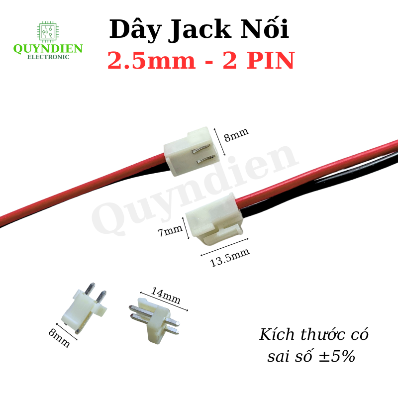 Dây Jack Nối XH2.54mm 2P – Dây Đỏ Đen Kết Nối Nguồn & Tín Hiệu