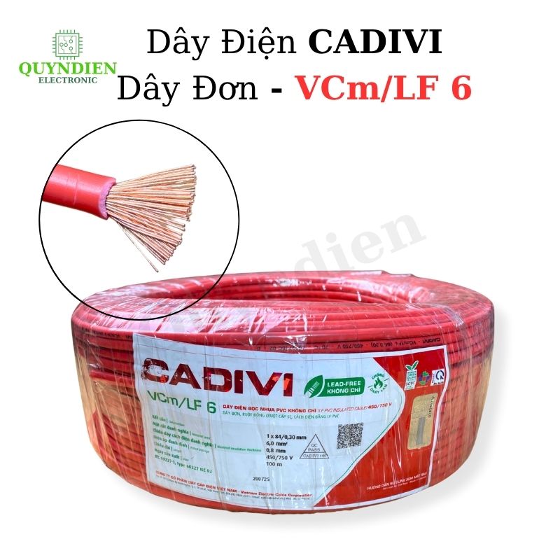 Dây điện đơn mềm Cadivi VCm/ LF6 600V Chịu Tải Cao Chịu Nhiệt Tốt