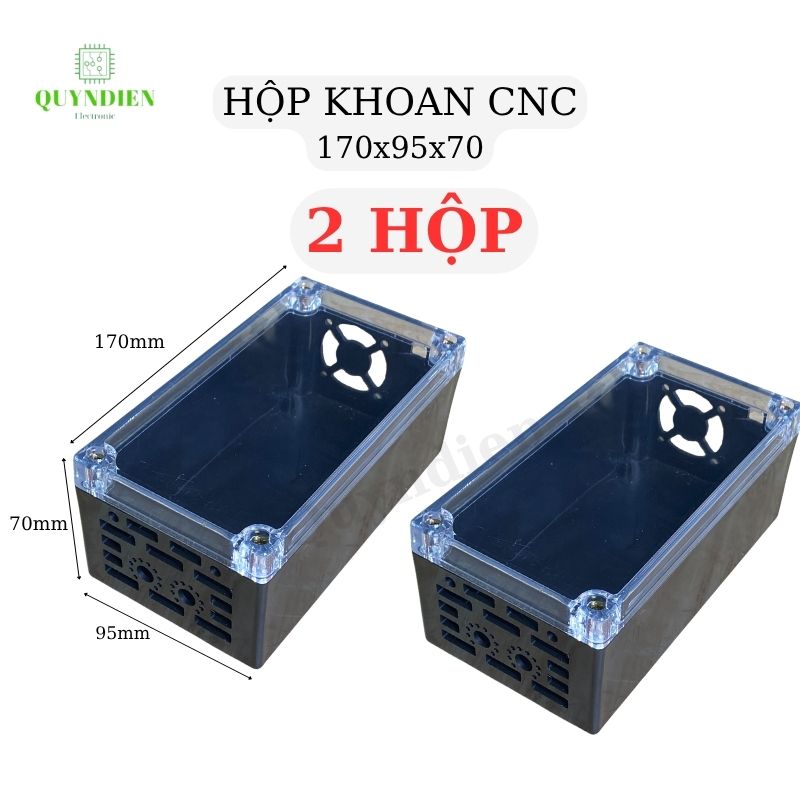 Hộp nhựa Phay sẵn VY ANH 170x95x70mm Đen nắp Trong