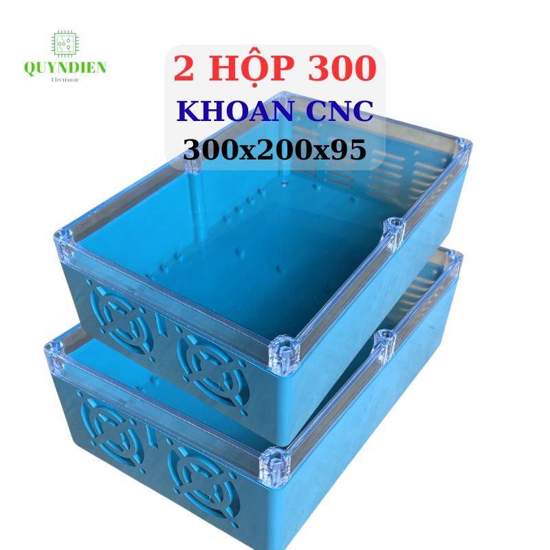 Hộp nhựa khoan sẵn VY ANH 300x200x95mm Xanh Nắp Trong
