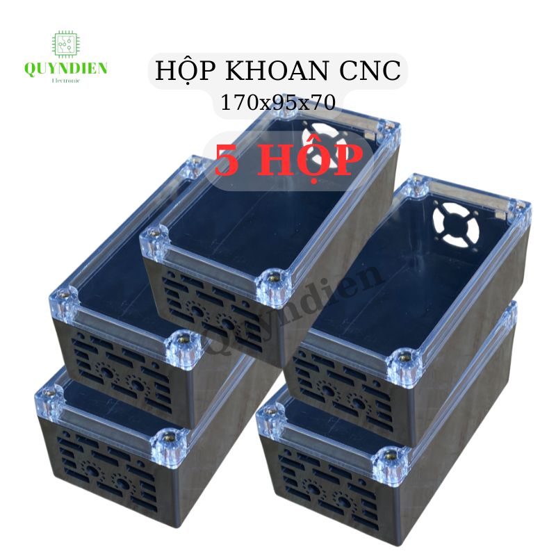 Hộp nhựa Phay sẵn VY ANH 170x95x70mm Đen nắp Trong