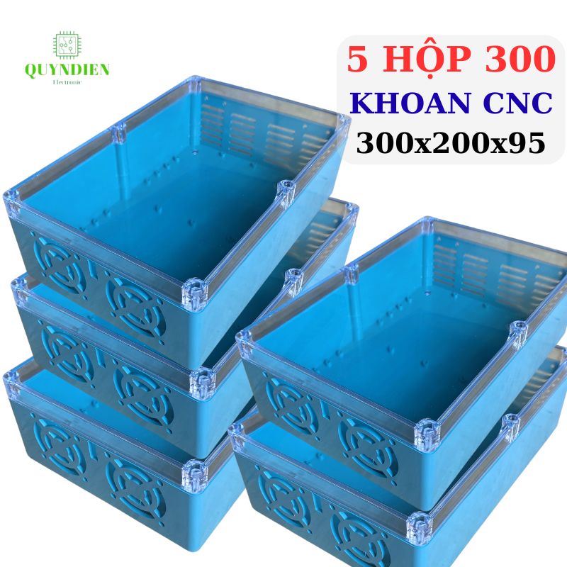 Hộp nhựa khoan sẵn VY ANH 300x200x95mm Xanh Nắp Trong