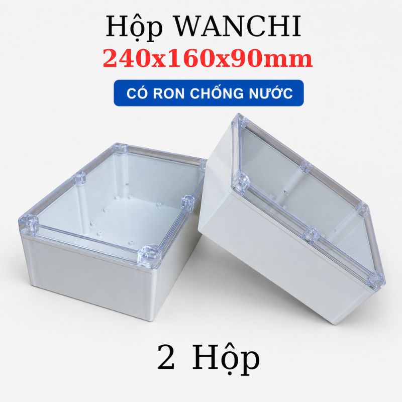 Hộp Nhựa ABS chống nước WANCHI 240x160x90mm Trắng Nắp Trong