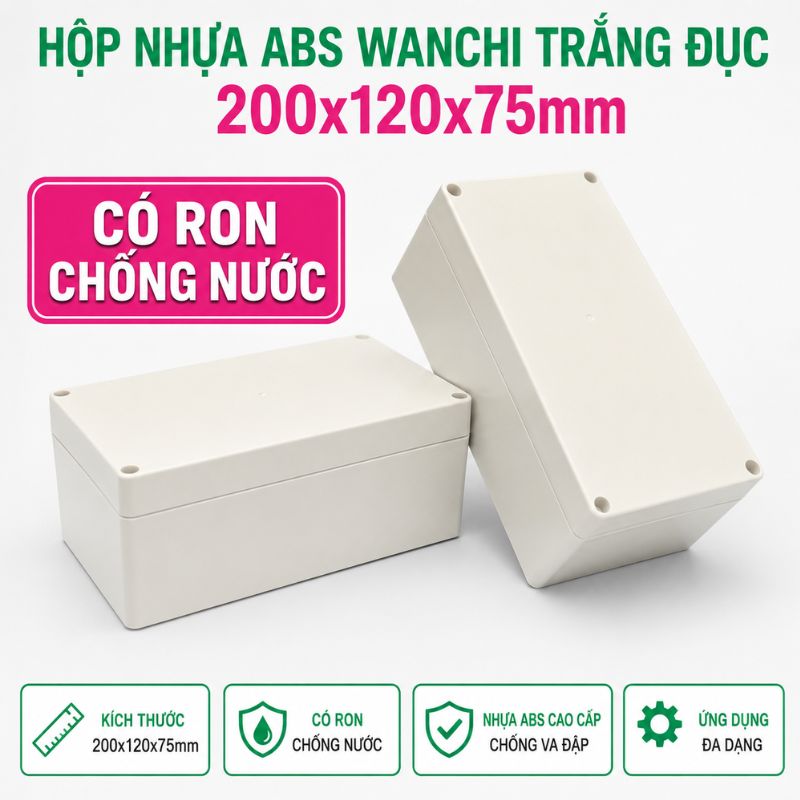 Hộp Nhựa ABS chống nước WANCHI 200x120x75mm Màu Trắng Đục