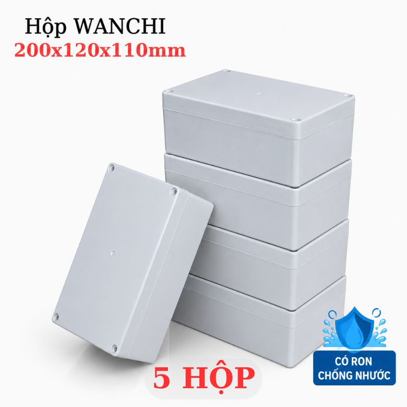 Hộp Nhựa ABS chống nước WANCHI Cao 200x120x110mm Trắng Nắp Đục