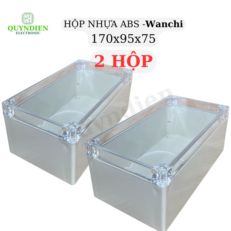 Hộp Nhựa ABS chống nước 170x95x70mm Wanchi, màu trắng nắp trong